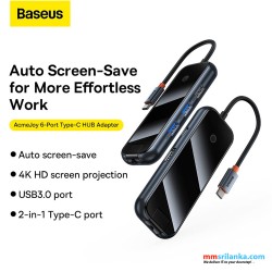 Baseus AcmeJoy 6-Port Type-C HUB Adapter（Type-C to HDMI*1+USB3.0*2+USB2.0*1+Type-C PD&Data *1+RJ45*1）